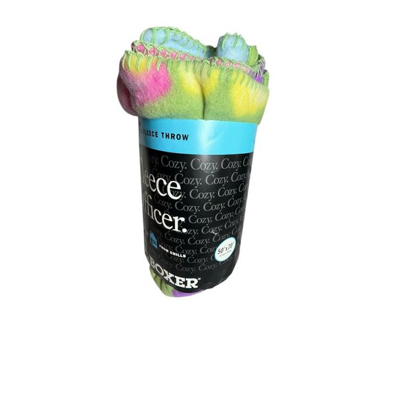 Joe Boxer Oversized Fleece Throw Blanket 50" x 70" Lightweight Polyester Tie-Dye - Picture 2 of 8